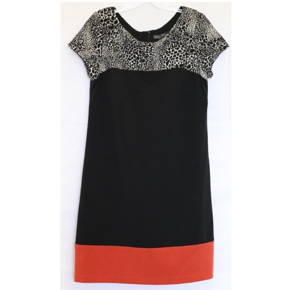Jessica Howard Dresses & Skirts - Leopard Print Orange Colorblock Shift Dress Sz 14